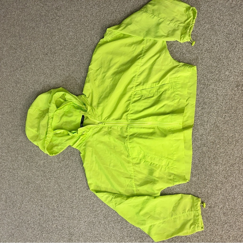 Bright Lime Hooded Windbreaker